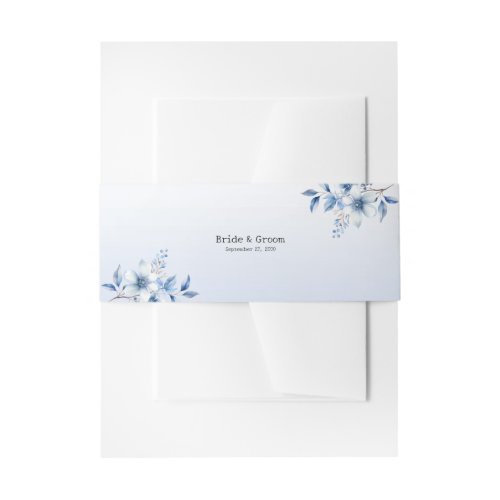 Botanical Blue Flowers Invitation Belly Band