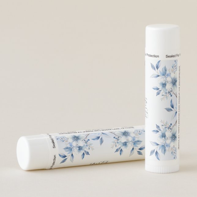 Botanical Blue Flowers Lip Balm (Rotated Right)