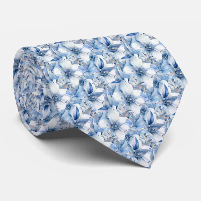 Botanical Blue Flowers Neck Tie | Zazzle