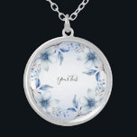 Botanical Blue Flowers Necklace<br><div class="desc">Beautiful Botanical Blue Flowers Necklace</div>