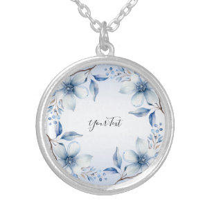 Botanical Blue Flowers Necklace