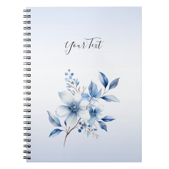 Botanical Blue Flowers Notebook (Front)