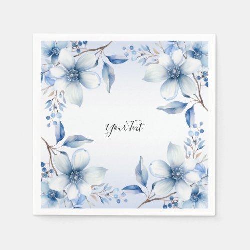 Botanical Blue Flowers Paper Napkin