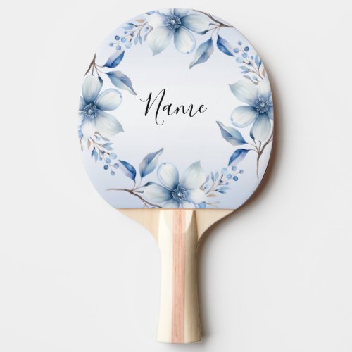 Botanical Blue Flowers Ping Pong Paddle