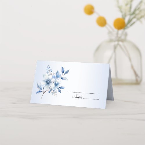 Botanical Blue Flowers Place Card