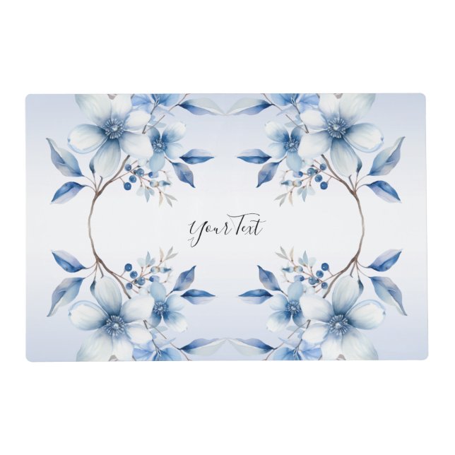 Botanical Blue Flowers Placemat (Front)