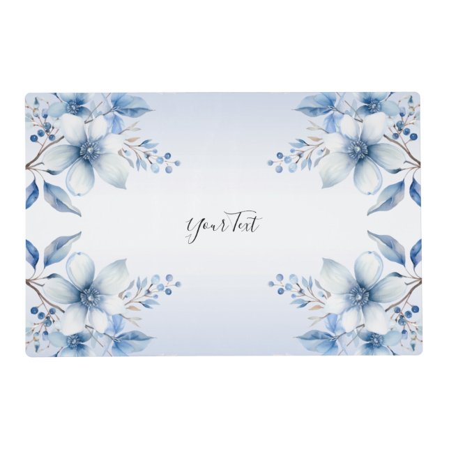 Botanical Blue Flowers Placemat (Front)