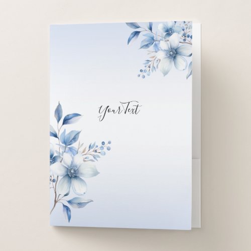 Botanical Blue Flowers Pocket Folder