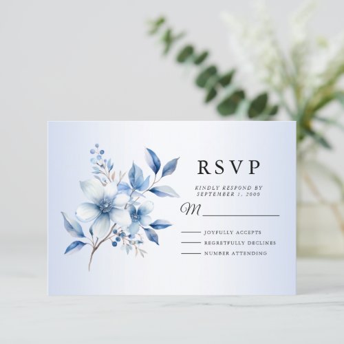 Botanical Blue Flowers RSVP Card