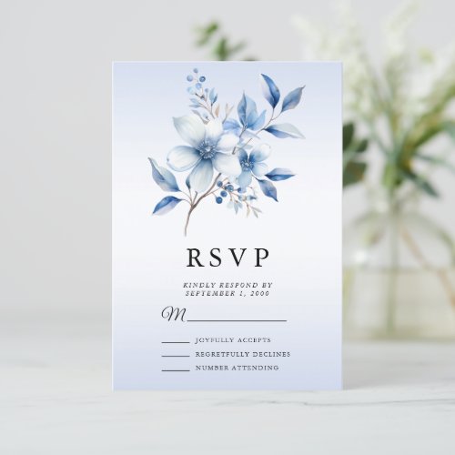 Botanical Blue Flowers RSVP Card