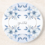 Botanical Blue Flowers Sandstone Coaster