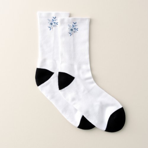 Botanical Blue Flowers Socks