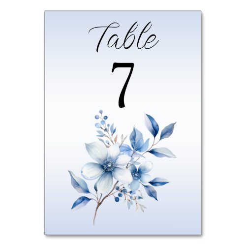 Botanical Blue Flowers Table Number