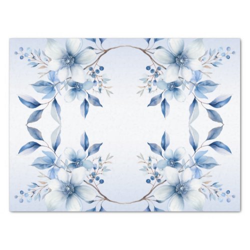 Botanical Blue Flowers Tissue Paper