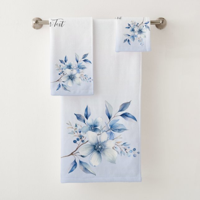 Botanical Blue Flowers Towel Set (Insitu)