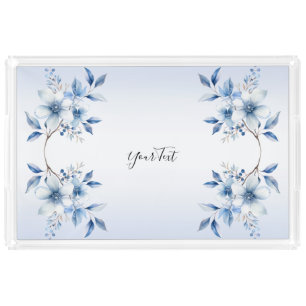 Botanical Blue Flowers Vanity Tray