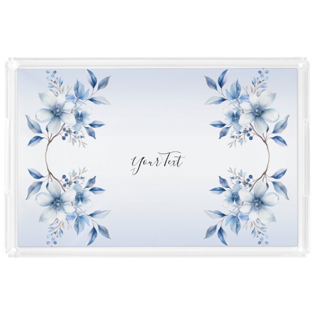 Botanical Blue Flowers Vanity Tray (Front)