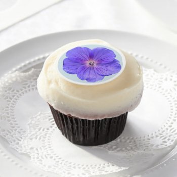 Botanical Blue Garden Flower Edible Frosting Rounds by KreaturFlora at Zazzle