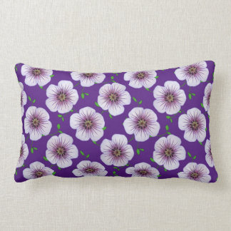 Botanical Blue Geranium Flower on any Color Lumbar Pillow