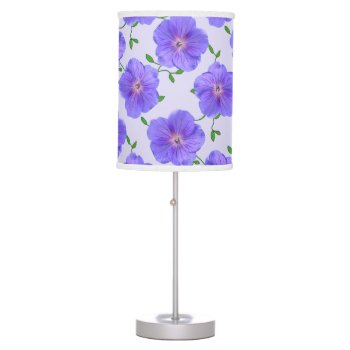 Botanical Blue Geranium Flower On Any Color Table Lamp by KreaturFlora at Zazzle