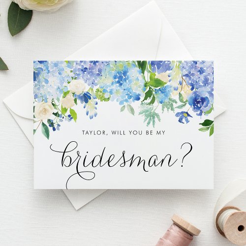 Botanical Blue Hydrangea Will You Be My Bridesmaid