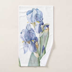 Botanical Blue Iris Flowers Art Bath Towel Set