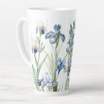 Botanical Blue Iris Flowers Redoute Latte Mug