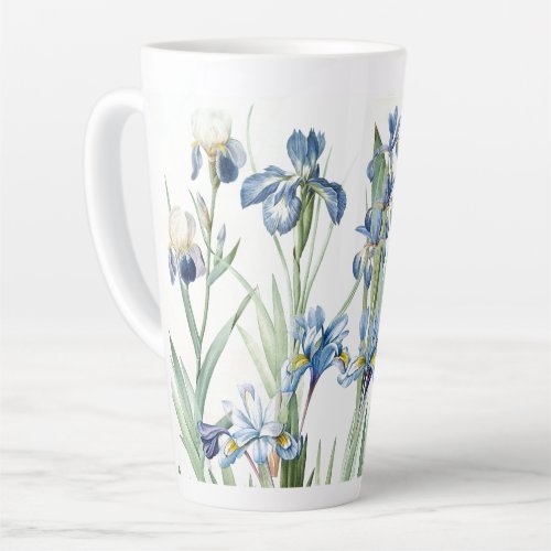 Botanical Blue Iris Flowers Redoute Latte Mug
