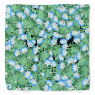Botanical Blue Morning Glory Flower Floral Bandana