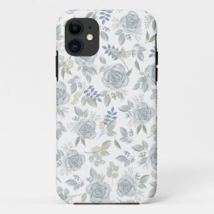 Botanical Blue Roses Watercolor Floral Pattern iPhone 11 Case