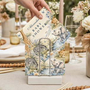Botanical Blue Safari Boy Baby Shower Napkins