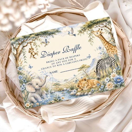 Botanical Blue Safari Boy Diaper Raffle Enclosure Card
