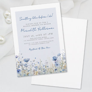 Botanical Blue Wildflower Floral Bridal Shower Invitation