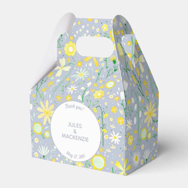 Botanical Blue Wildflower Floral Favor Boxes (Front Side)