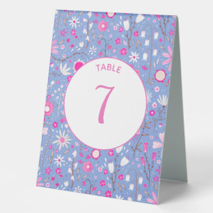 Botanical Blue Wildflower Floral Table Tent