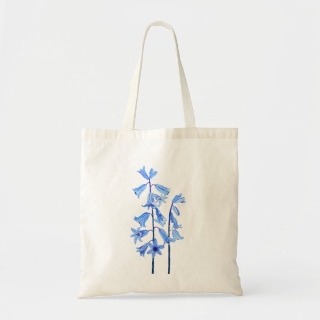 Botanical bluebells flower watercolor tote bag (Front)