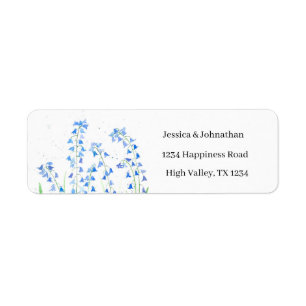 Botanical Bluebells greenery Blue Floral Plants Label