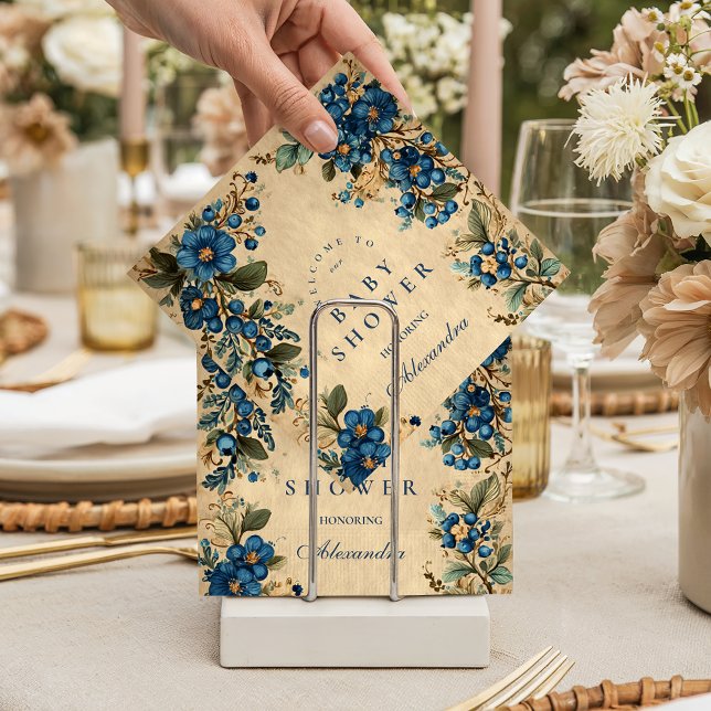 Botanical Blueberry Floral Baby Shower Napkins (Creator Uploaded)