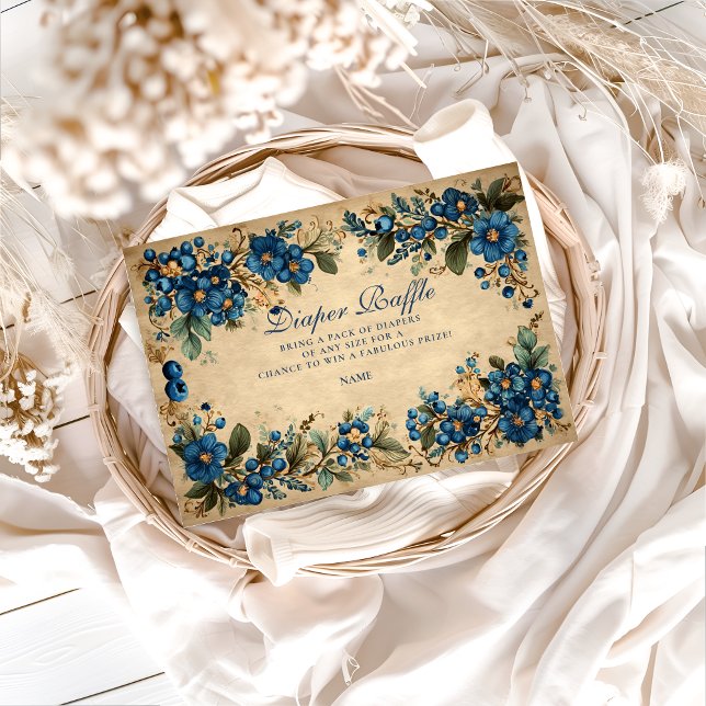 Botanical Blueberry Floral Diapper Raffle  Enclosure Card (Creator Uploaded)