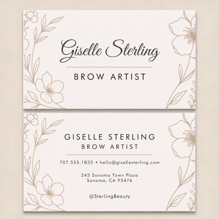 Botanical Blush And Black Brow Artist Beauty Business Card
