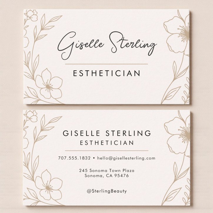 Botanical Blush and Black Esthetician Beauty Business Card