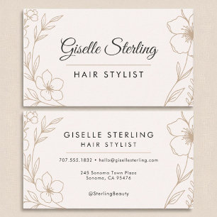 Botanical Blush and Black Hair Stylist Beauty  Business Card
