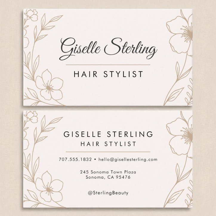 Botanical Blush And Black Hair Stylist Beauty Business Card