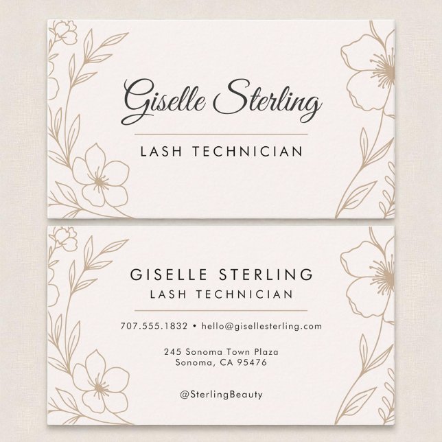 Botanical Blush and Black Lash Technician Beauty  Business Card (Creator Uploaded)