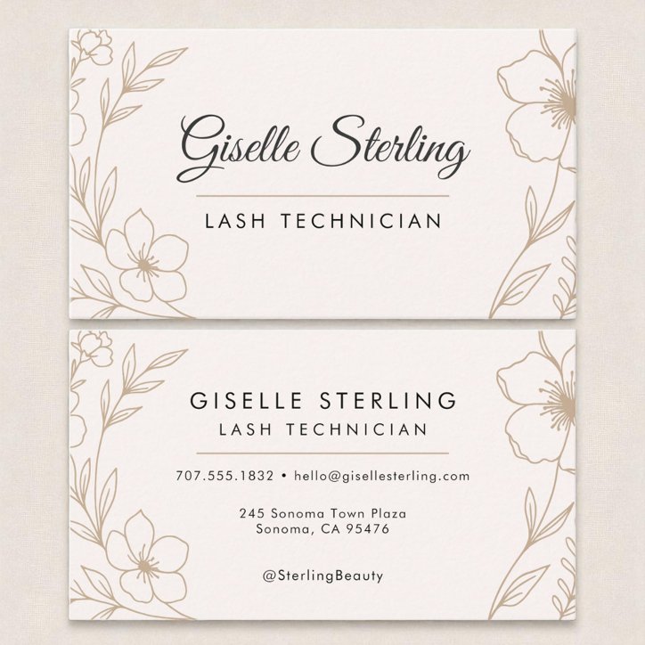 Botanical Blush And Black Lash Technician Beauty Business Card