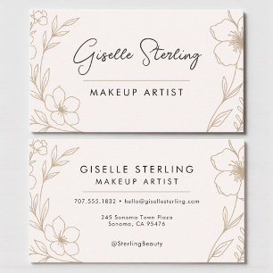 Botanical Blush and Black Makeup Artist Beauty  Business Card