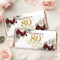 Botanical Blush Burgundy 80th Birthday Hershey Bar