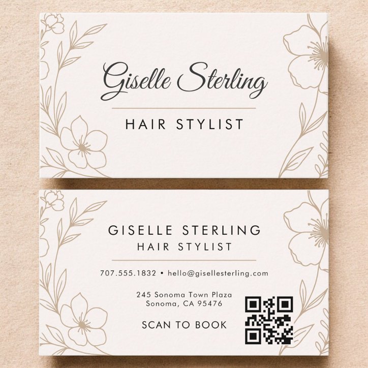 Botanical Blush Hair Stylist QR Code Floral Business Card