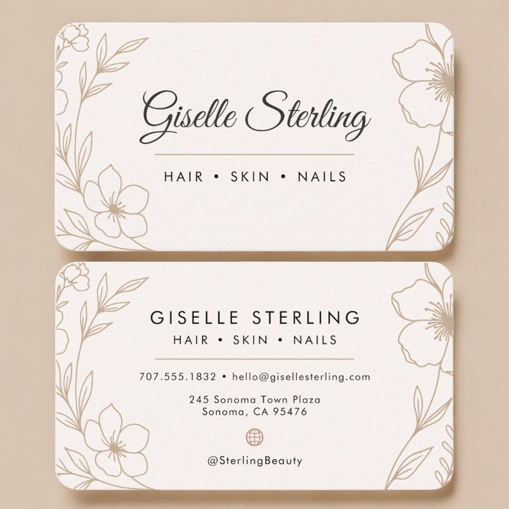 Botanical Blush Pink Black Floral Business Card