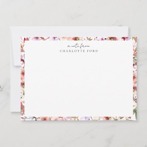 Botanical Blush Pink Cherry Blossoms Floral Frame Note Card